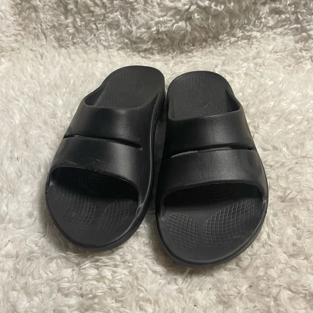 OOFOS OOahh Recovery Slides Sport Flex Black Sandals M SZ9 W SZ11